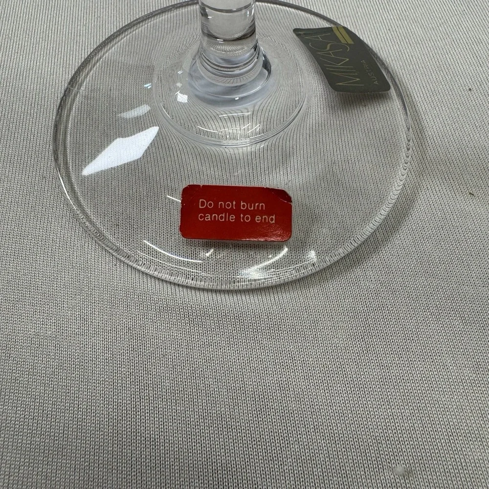 One (1) MIKASA Jamestown Crystal Candlestick Gold‎ Trim Single Candle Holders